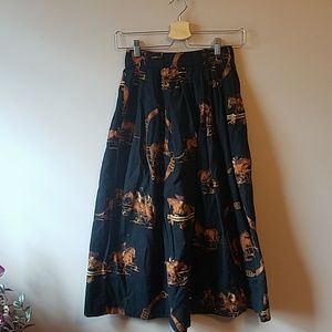 Unique Vintage Ralph Lauren Hunting Scene Skirt